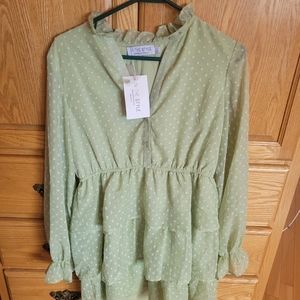 Pierrie Sian Green Teired Frill Dress
